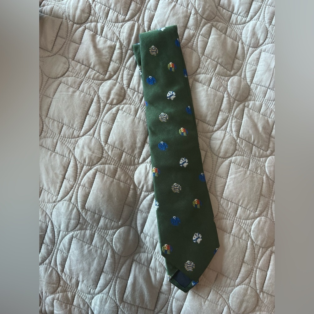 J. Crew Green and Blue Silk Tie with Pattern